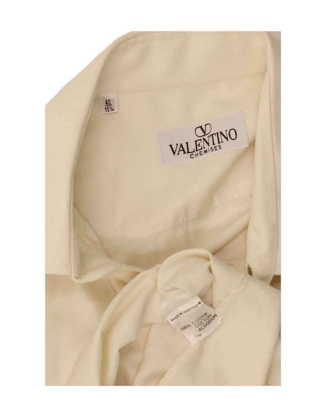 VALENTINO Mens Formal Shirt Size 40 15 3/4 Medium Off White Cotton Vintage Valentino and Second-Hand Valentino from Messina Hembry 