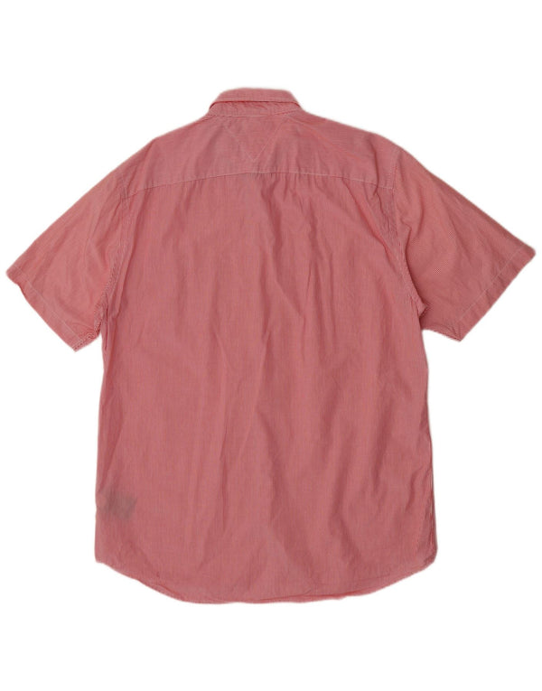 Tommy Hilfiger Mens Short Sleeve Regular Fit Shirt XL Red Striped Cotton