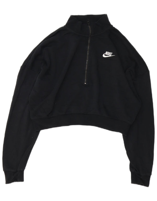 Nike Sweat-shirt surdimensionné à col zippé pour femme UK 14 Noir moyen