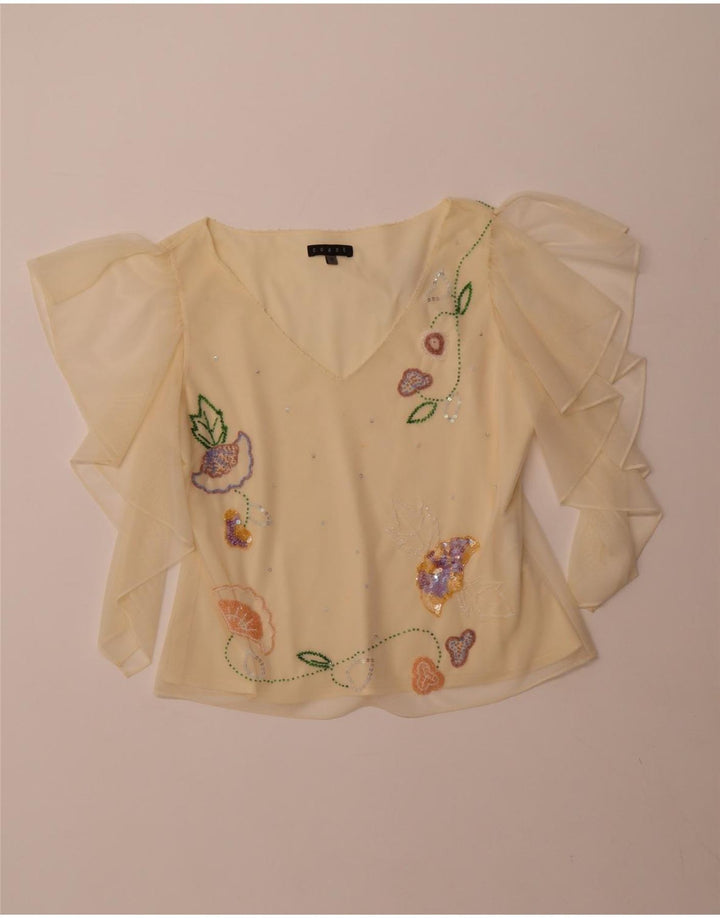 COAST Chemisier court transparent pour femme UK 16 Large Jaune Polyester