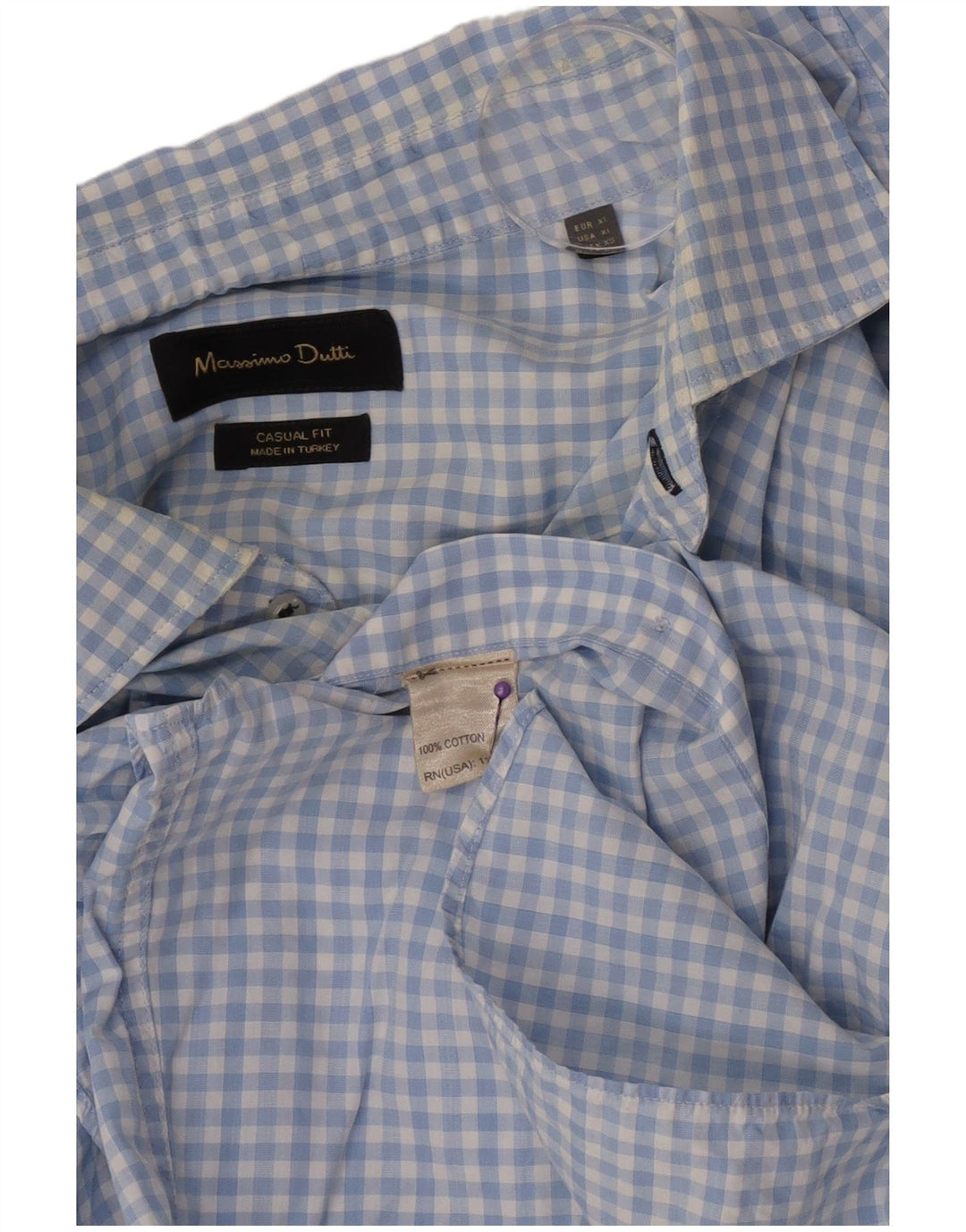 Massimo Dutti Chemise décontractée pour homme XL en coton vichy bleu