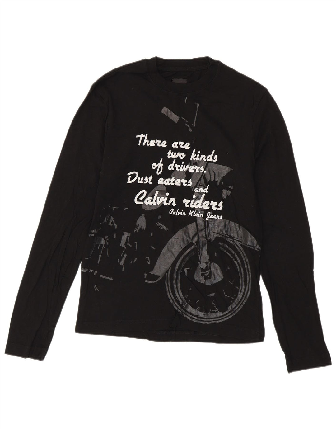 CALVIN KLEIN JEANS Haut graphique à manches longues pour homme Petit coton noir