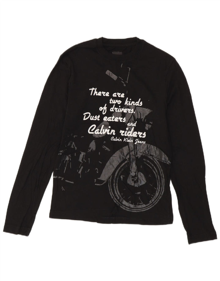 CALVIN KLEIN JEANS Haut graphique à manches longues pour homme Petit coton noir