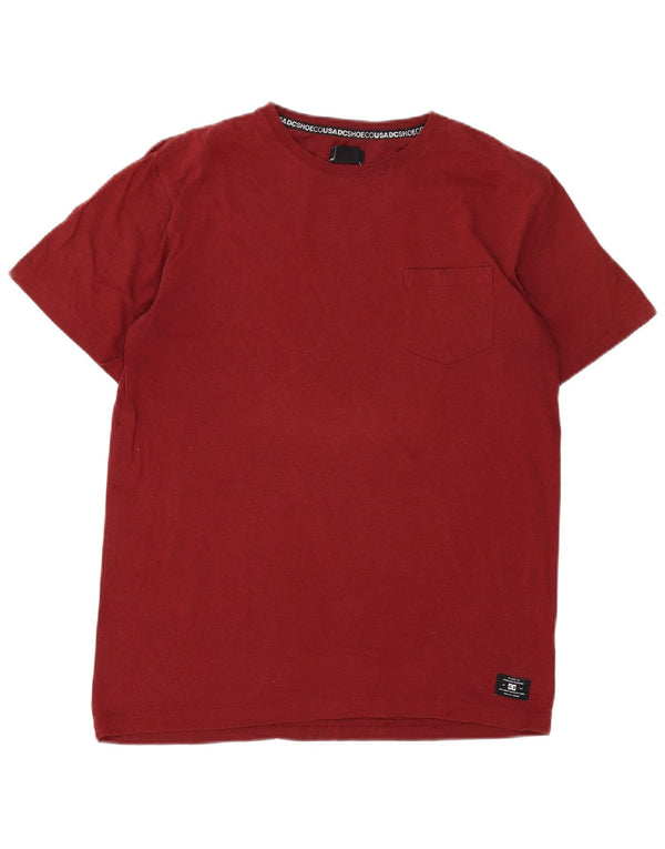 DC Mens T-Shirt Top Medium Burgundy