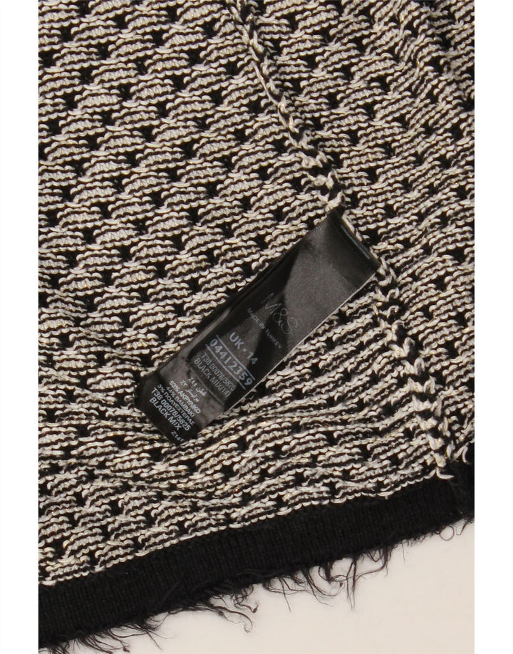 Marks & Spencer Pull cardigan ouvert pour femme UK 14 Large Noir Géométrique