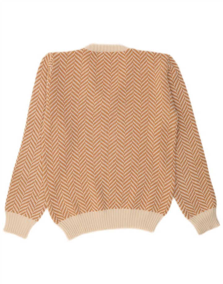 VINTAGE Pull col V homme petit chevrons beige