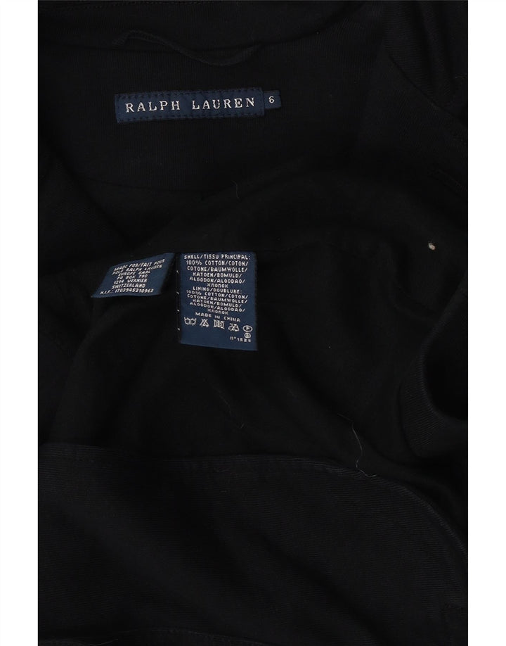 Ralph Lauren Veste blazer à 3 boutons pour femme US 6 en coton noir moyen