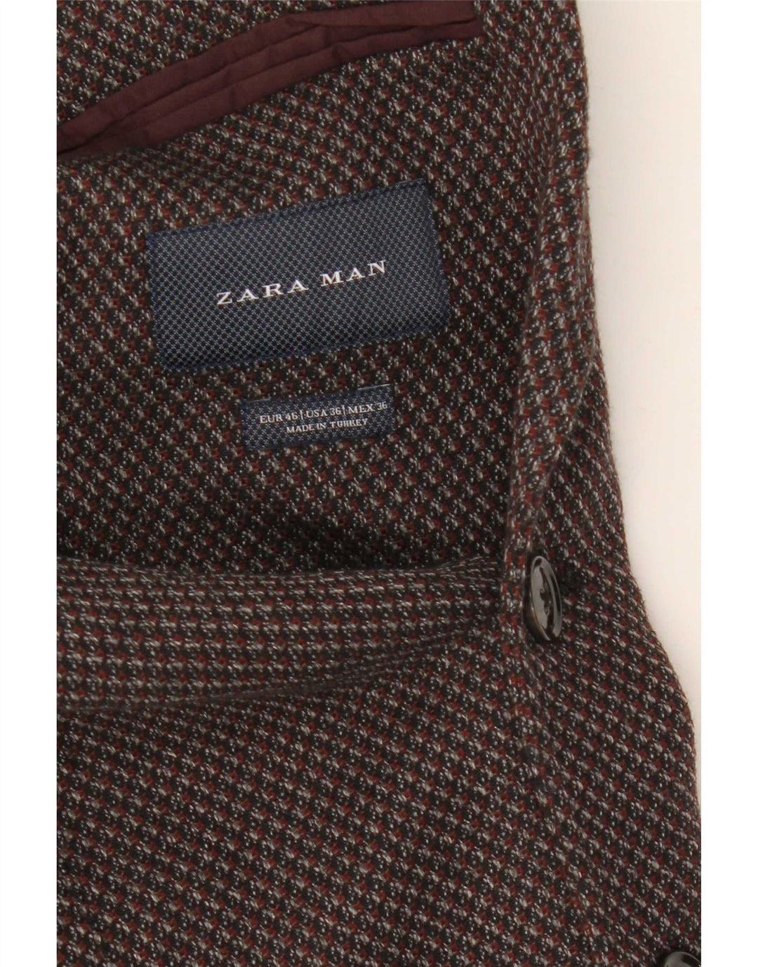 Zara Veste Blazer 2 Boutons Homme EU 46 Petit Coton Marron