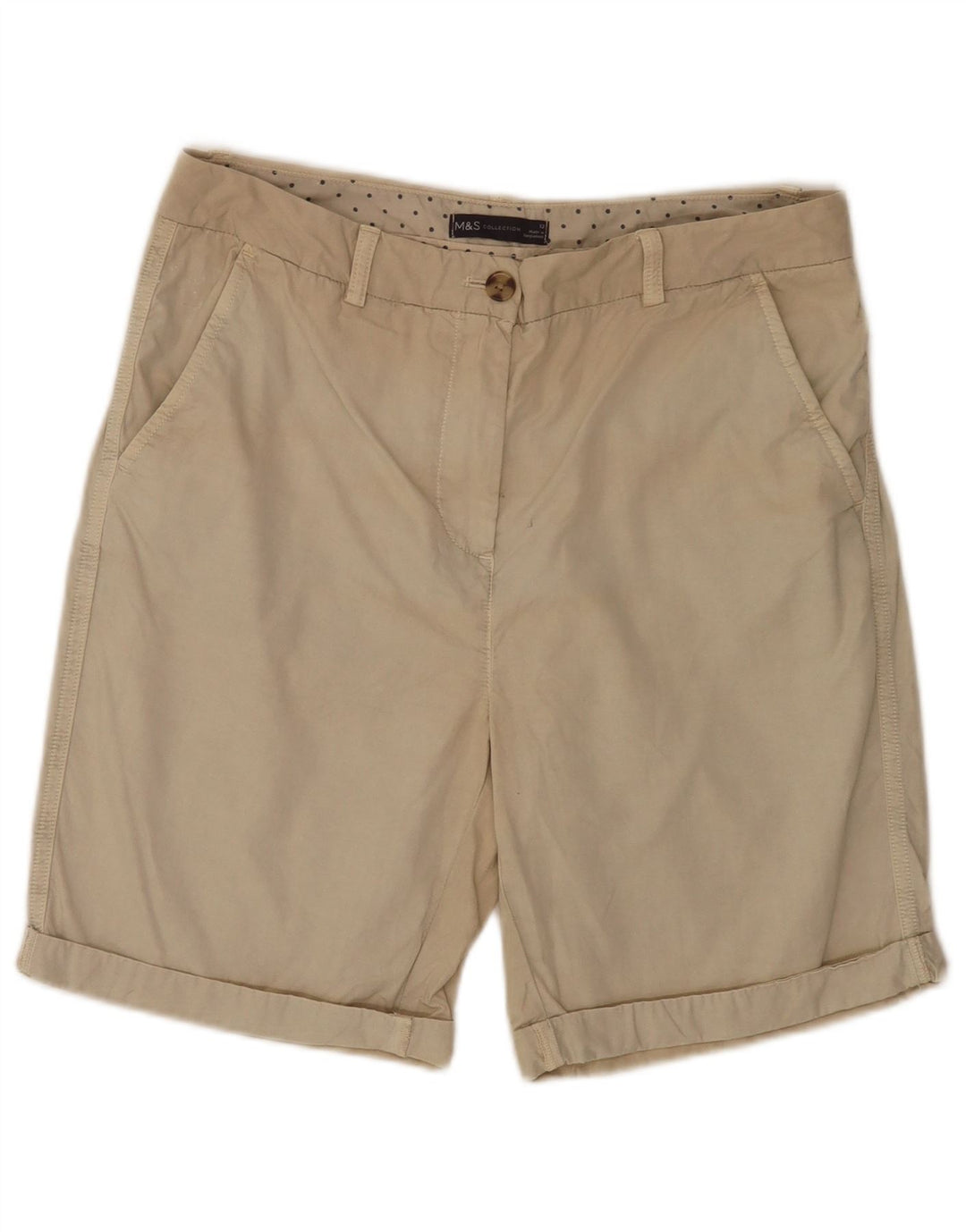 Marks & Spencer Short Chino Femme UK 12 Moyen W32 Coton Beige