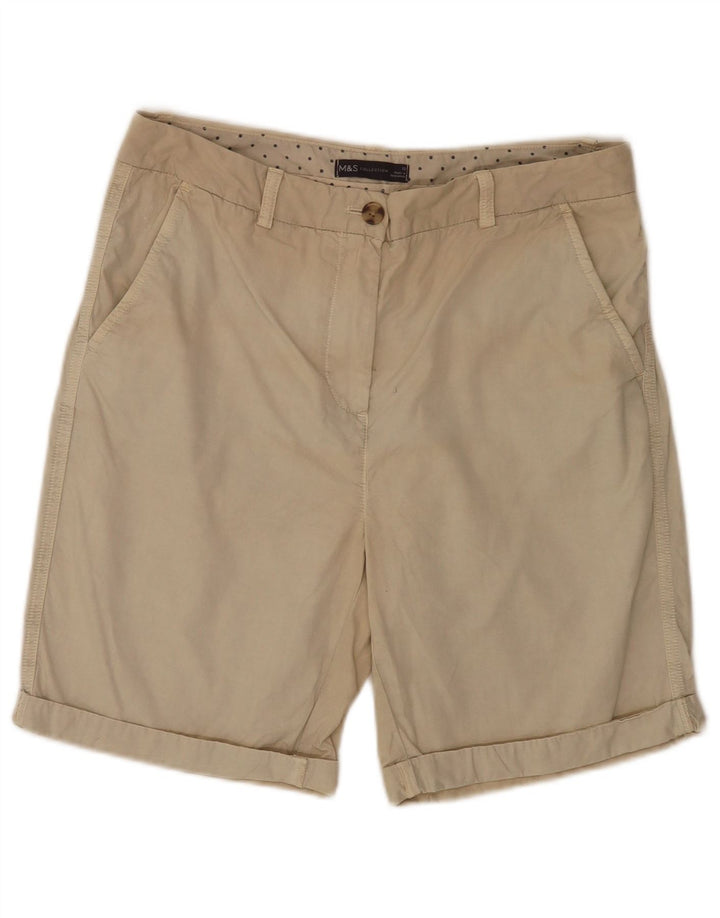 Marks & Spencer Short Chino Femme UK 12 Moyen W32 Coton Beige