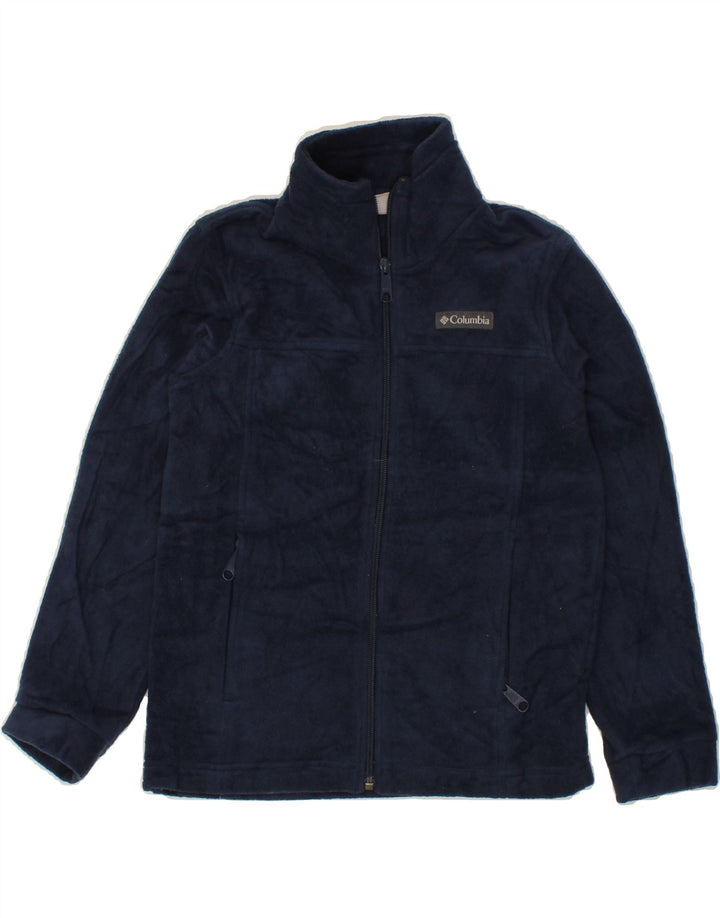 COLUMBIA Boys Fleece Jacket 7-8 Years Small Navy Blue Polyester Vintage Columbia and Second-Hand Columbia from Messina Hembry 