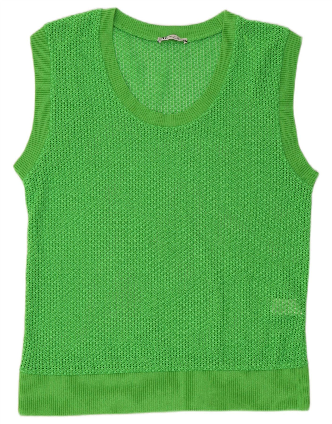 Zara Femme Débardeur UK 14 Coton Vert Moyen