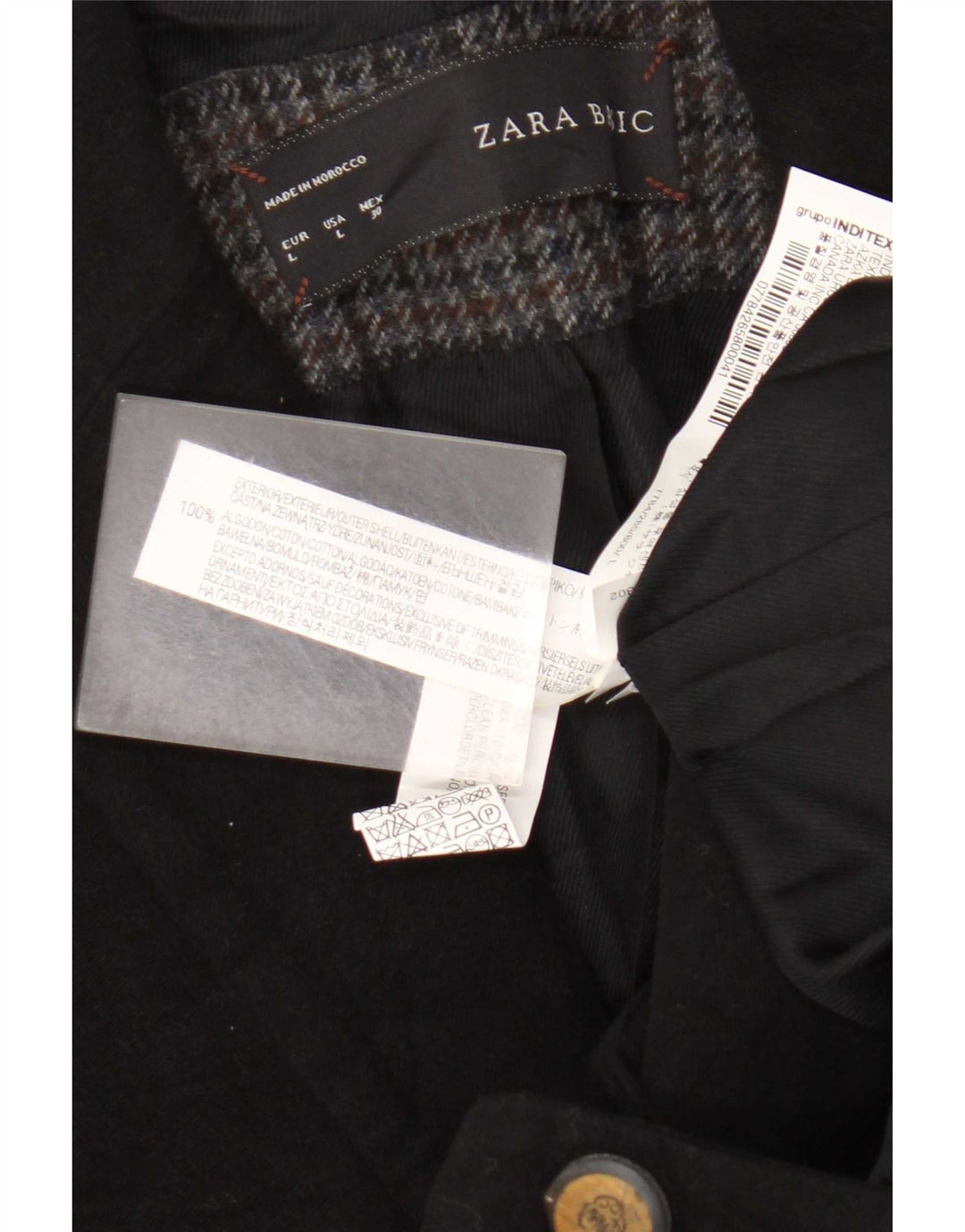 Zara Veste Blazer 1 Bouton Femme UK 14 Grand Coton Noir