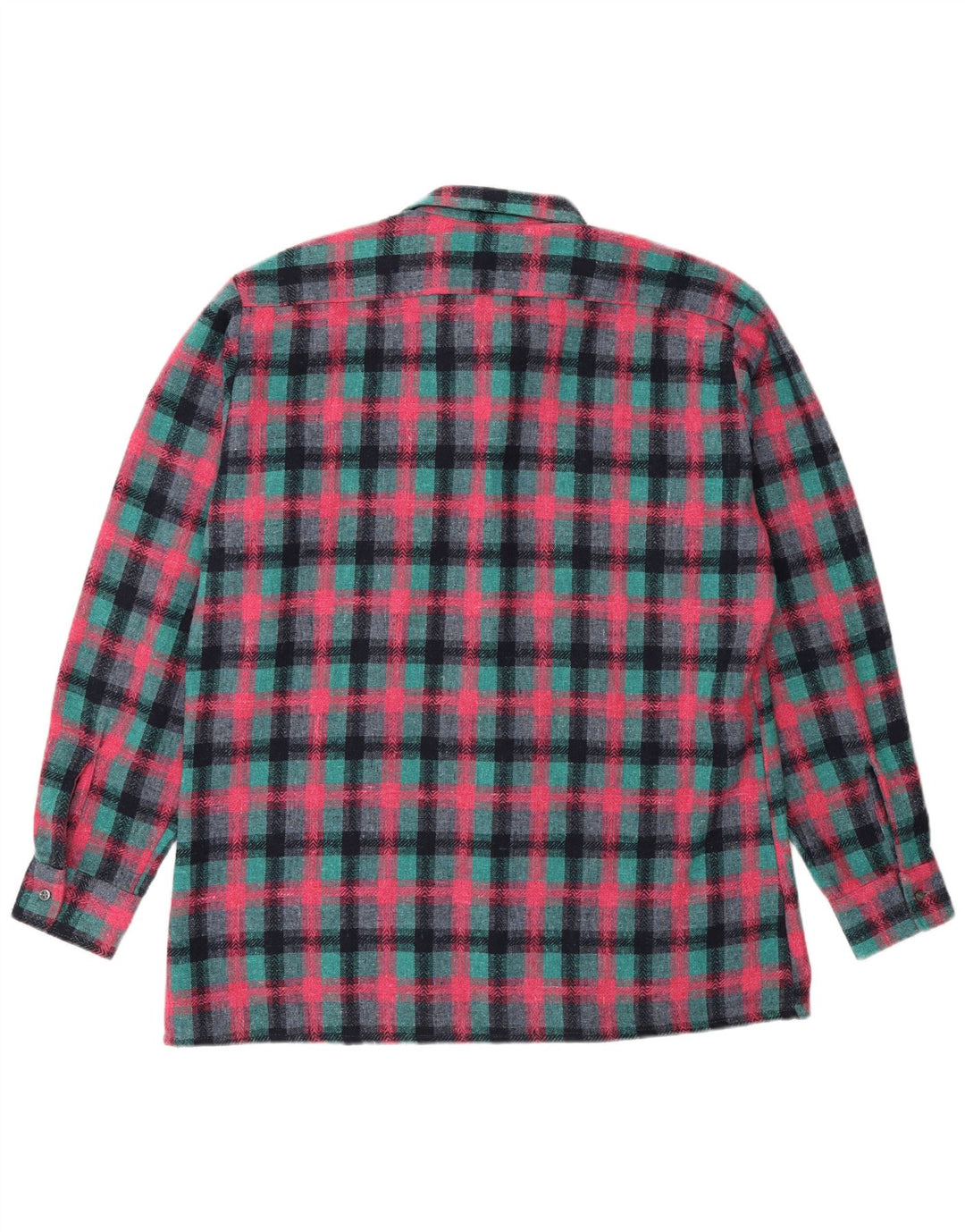 vintage Chemise en flanelle homme Taille 41/42 Grand Turquoise Check Polyester