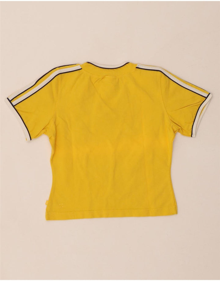 ADIDAS T-shirt court pour femme UK 12 en coton jaune moyen