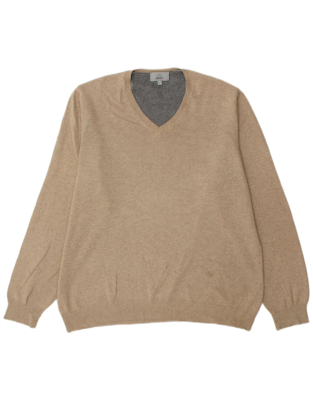 Marks & Spencer Pull coupe classique à col en V pour homme, grand coton beige