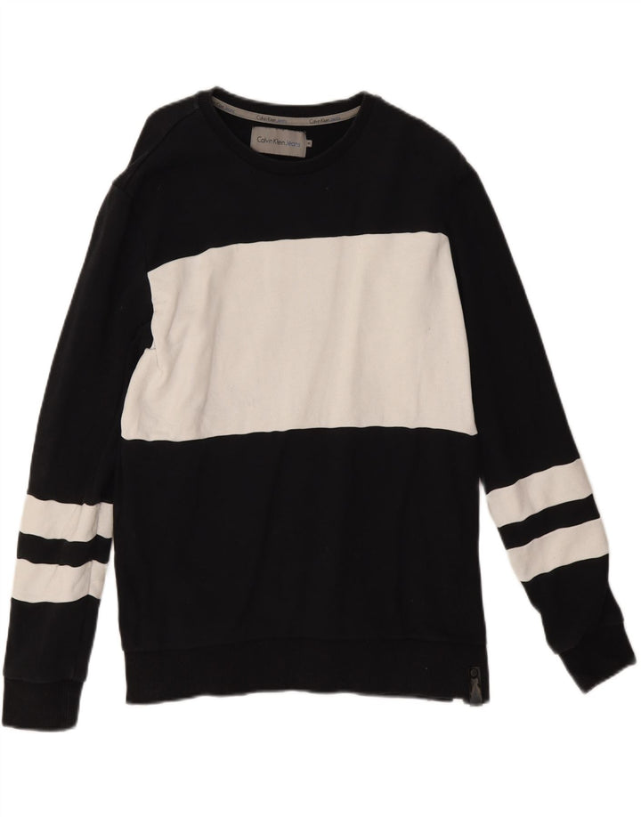 Calvin Klein Jeans Sweat-shirt pour homme en coton color block noir moyen