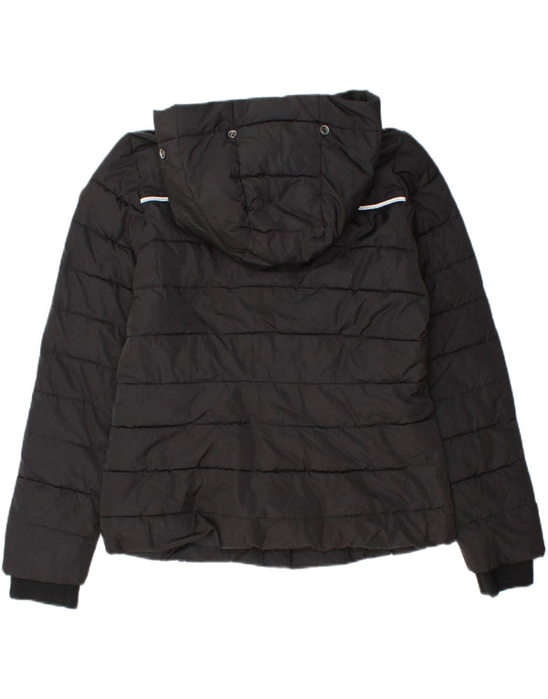 Superdry Veste matelassée à capuche pour femme UK 14 Medium Noir Polyester