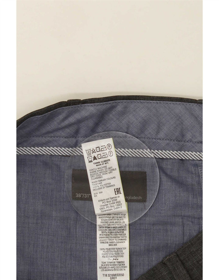 Marks & Spencer Pantalon de costume classique pour homme W38 L31 Gris Polyester