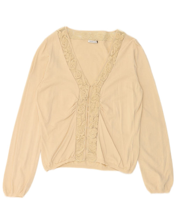 MARELLA Cardigan court pour femme UK 18 XL Beige Viscose