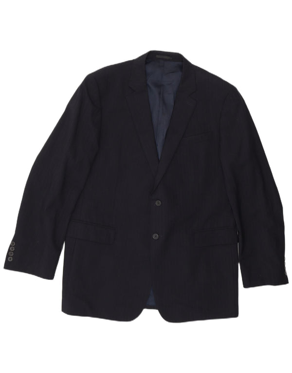 JAEGER Veste blazer à 2 boutons pour homme UK 44 2XL en laine à fines rayures bleu marine