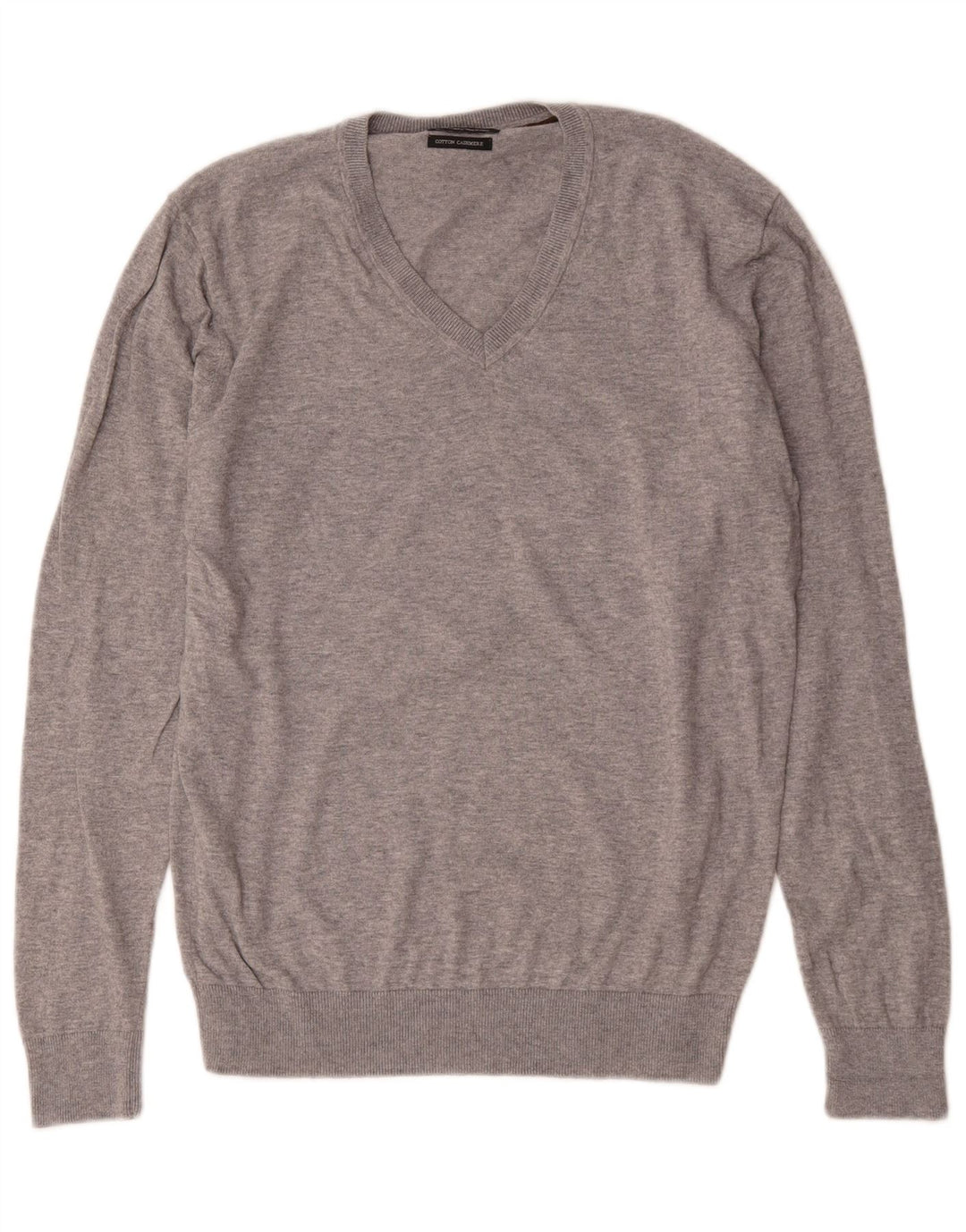 Zara Pull col V pour homme en coton moucheté Gris Large