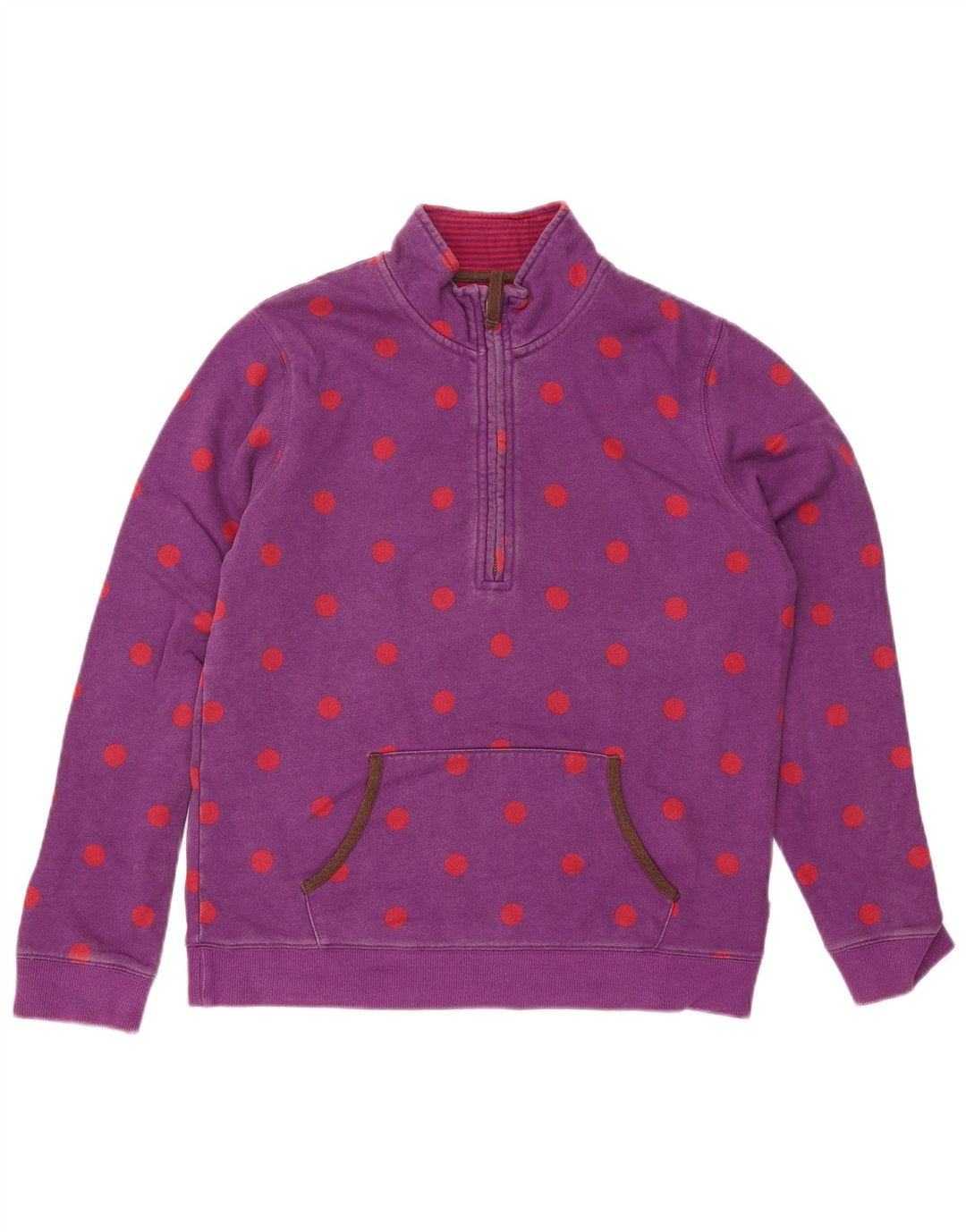 BODEN Sweat-shirt à col zippé pour femme UK 12, violet moyen à pois