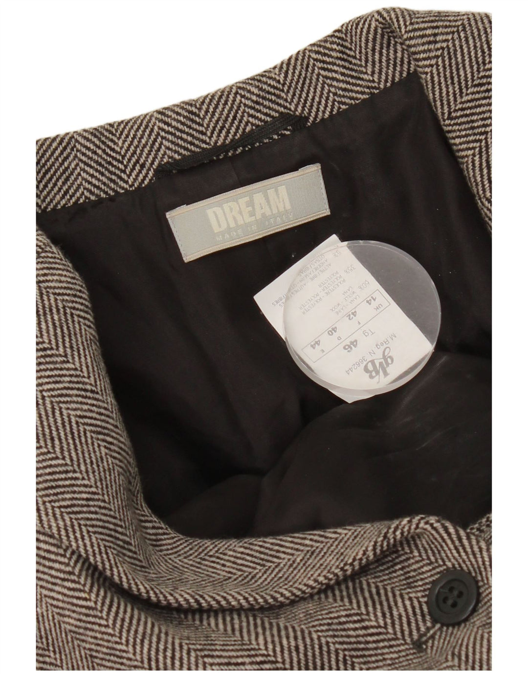 GVB Veste blazer 1 bouton pour femme UK 44 Large laine à chevrons gris