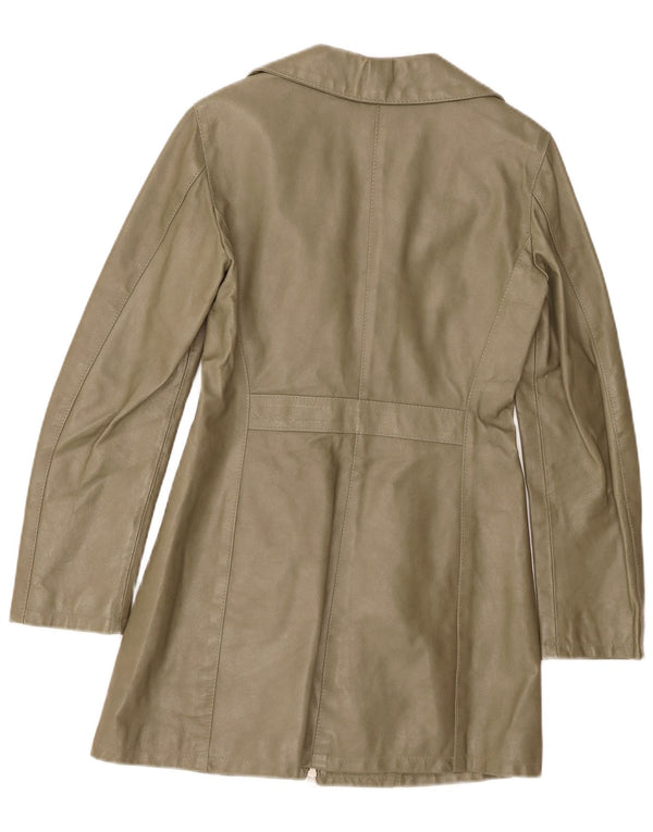 Maurizio Troiano Manteau en cuir pour femme UK 10 Petit Kaki