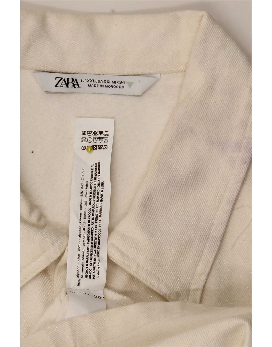 Zara Womens Denim Combishort UK 20 2XL Coton Blanc