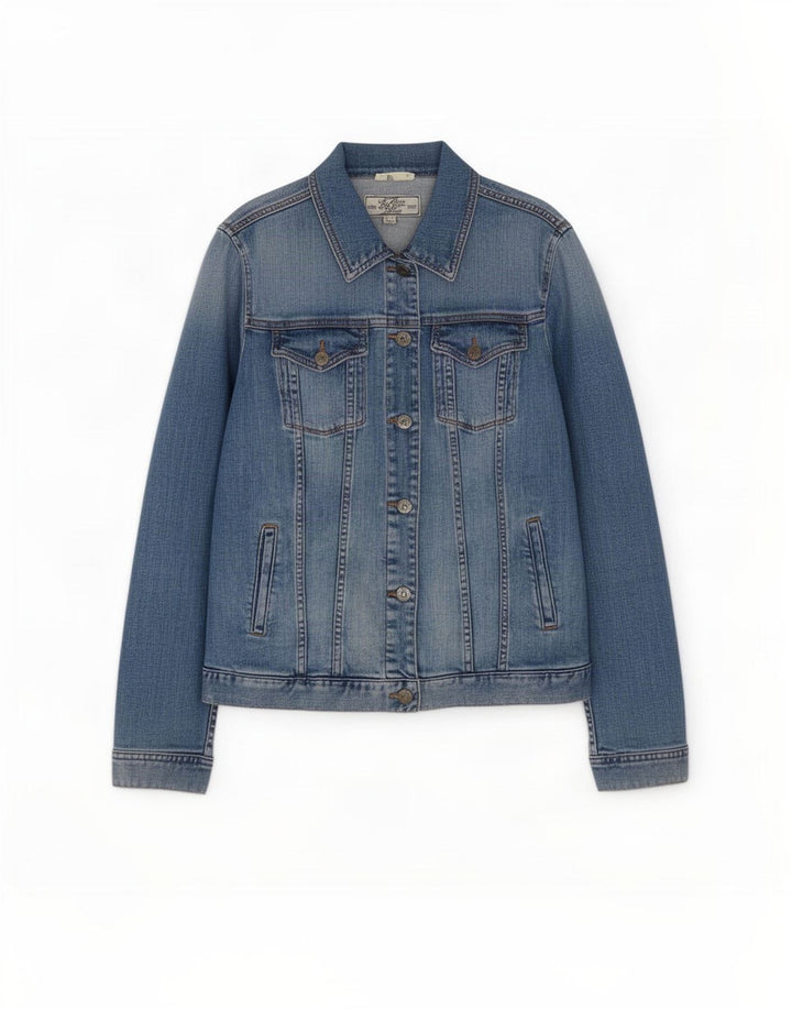 Fat Face Veste en jean pour femme UK 12 Bleu moyen Coton