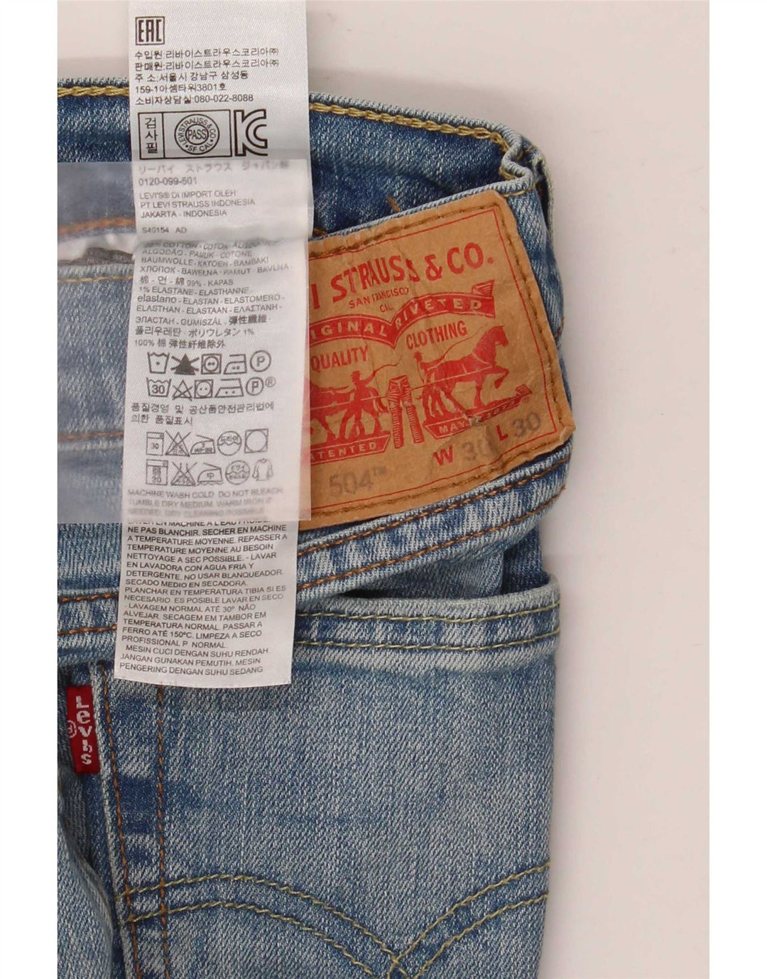 Levi's Jean Droit 504 Homme Bleu W30 L30 Coton
