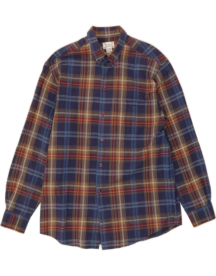 JACQUES LORANT Mens Flannel Shirt Size 15 Medium Navy Blue Check Vintage Jacques Lorant and Second-Hand Jacques Lorant from Messina Hembry 
