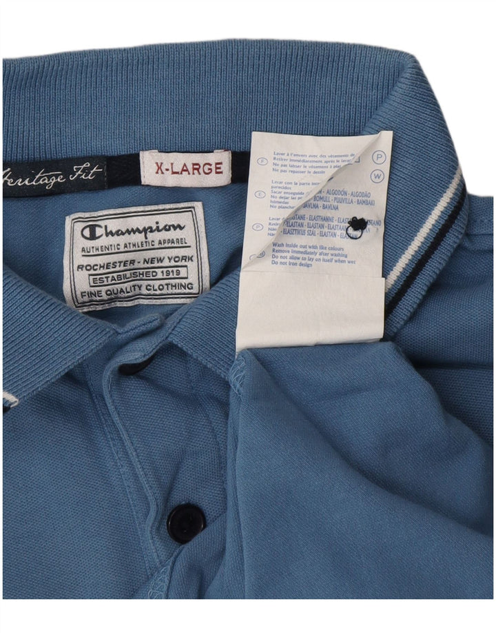 CHAMPION Polo Heritage Fit XL Bleu Coton Homme