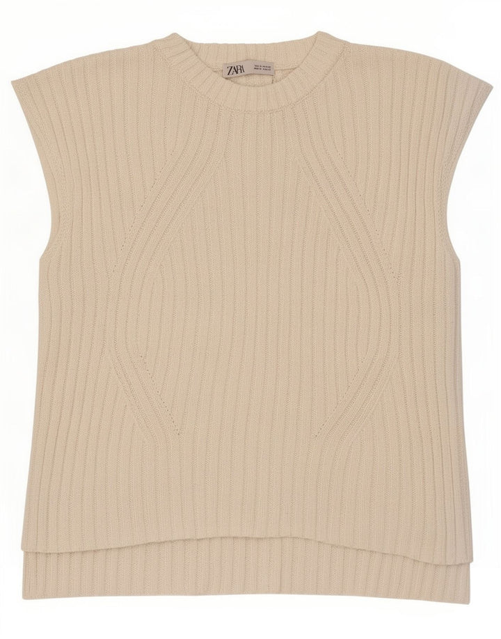 Zara Femme Débardeur UK 14 Moyen Blanc