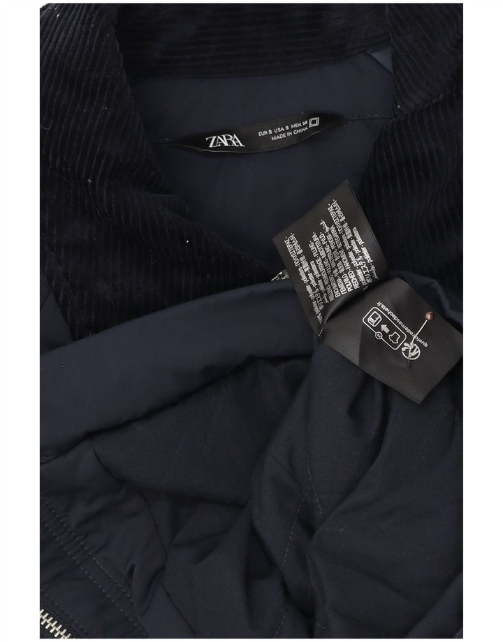 Zara Veste Bomber Homme UK 36 Petit Bleu Marine Colorblock Polyester