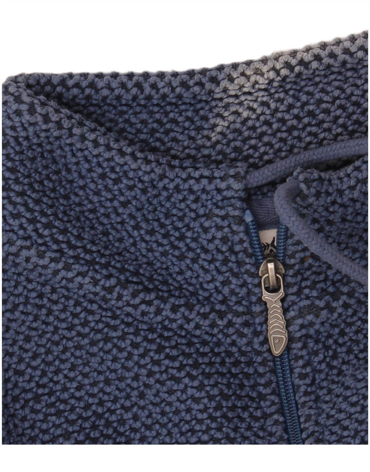 WEIRD FISH Sweat-shirt à col zippé pour homme en coton bleu petit