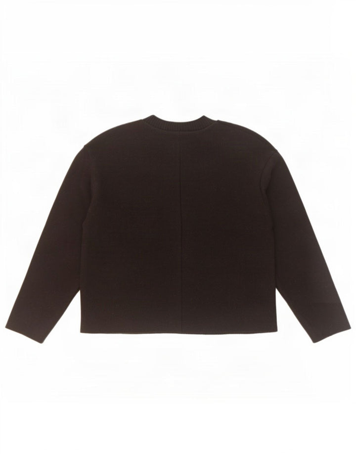 Zara Pull surdimensionné à col rond pour femme UK 10 Petit Noir Polyester