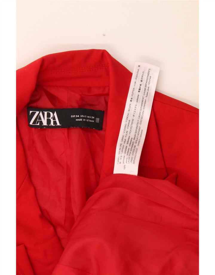 Zara Veste blazer surdimensionnée à 1 bouton pour femme EU 34 2XS Rouge Polyester