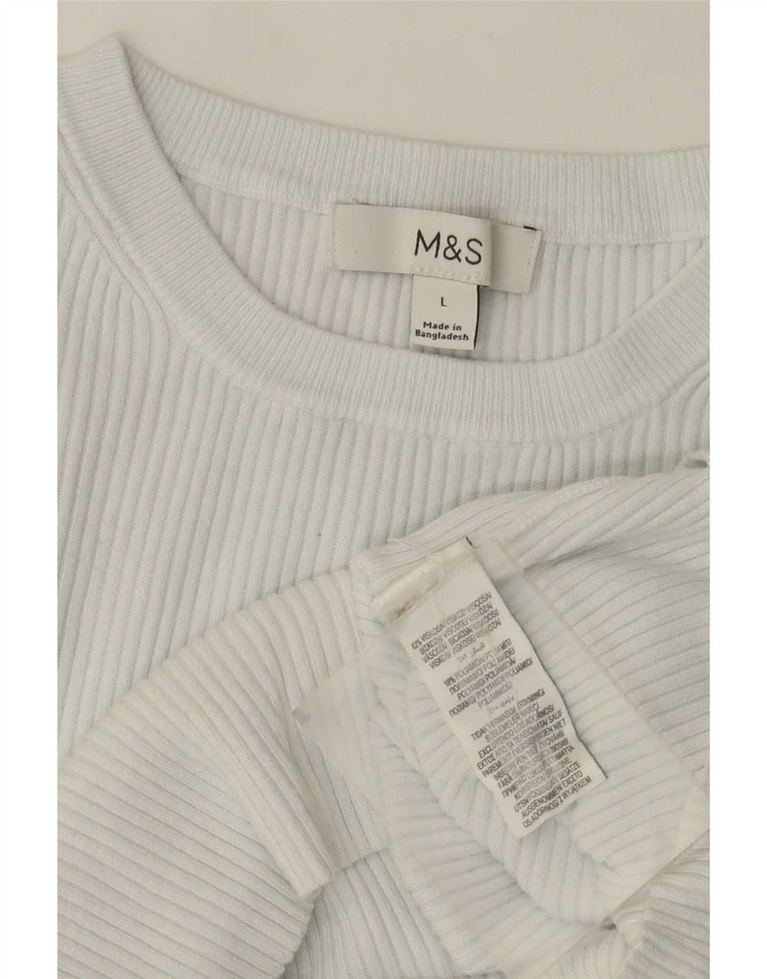 Marks & Spencer T-shirt pour femme UK 14 Large Blanc Viscose