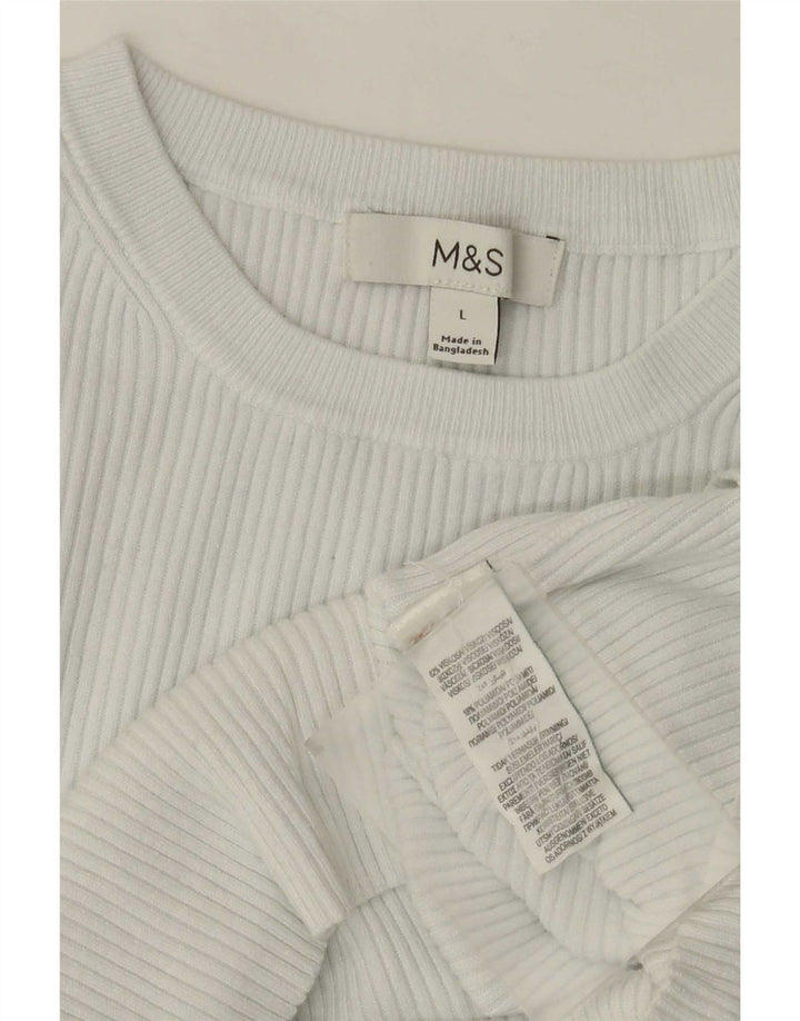 Marks & Spencer T-shirt pour femme UK 14 Large Blanc Viscose