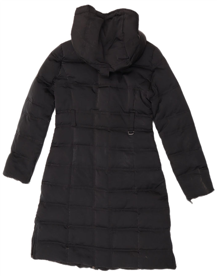 Zara Manteau rembourré à capuche pour femme UK 12 Nylon noir moyen