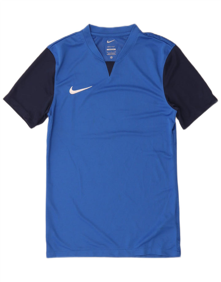 Nike Hommes Dri Fit Slim Fit T-Shirt Haut Petit Bleu Colorblock Polyester