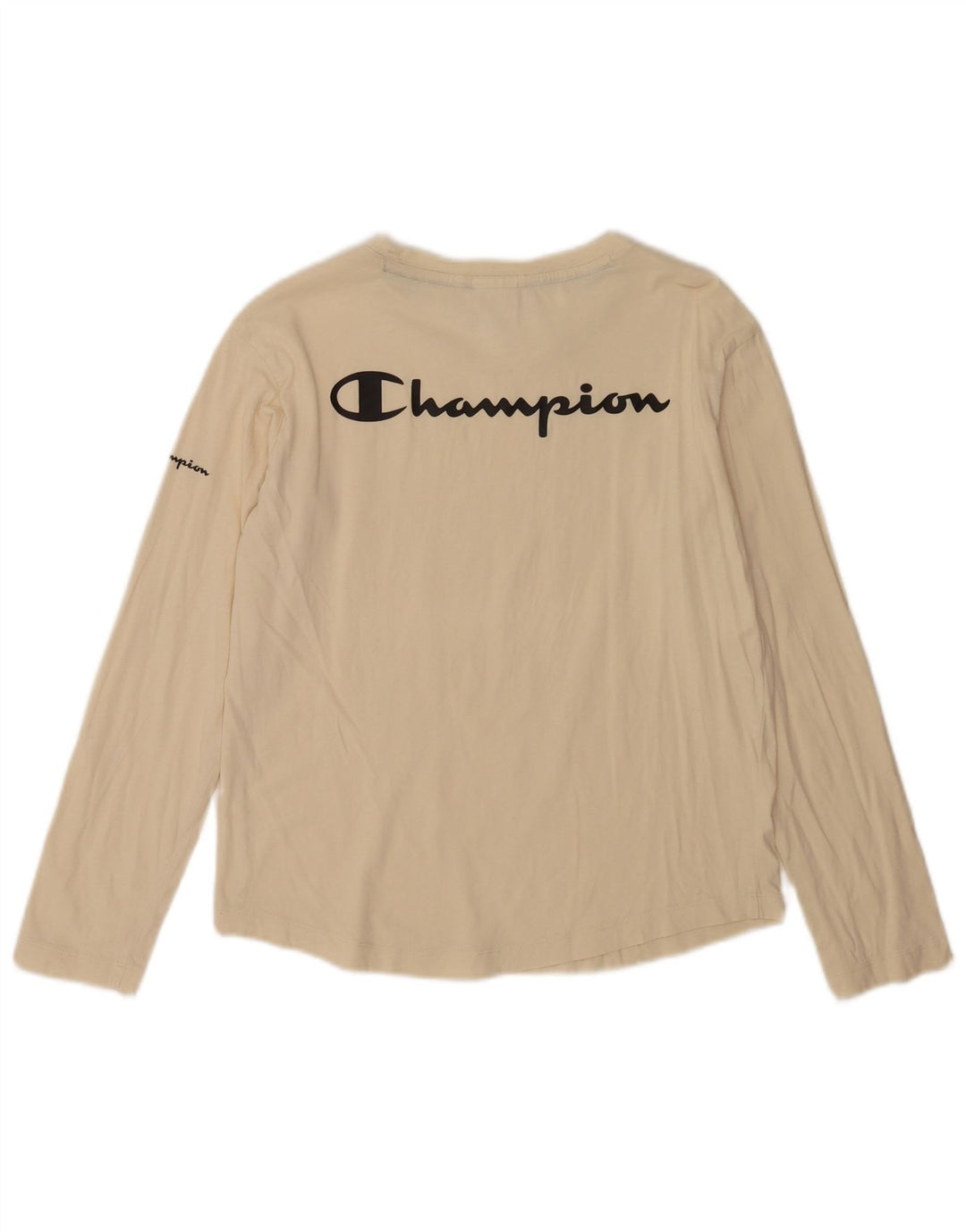 Champion Haut graphique à manches longues pour femme UK 10 Small Blanc cassé