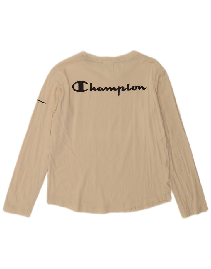 Champion Haut graphique à manches longues pour femme UK 10 Small Blanc cassé