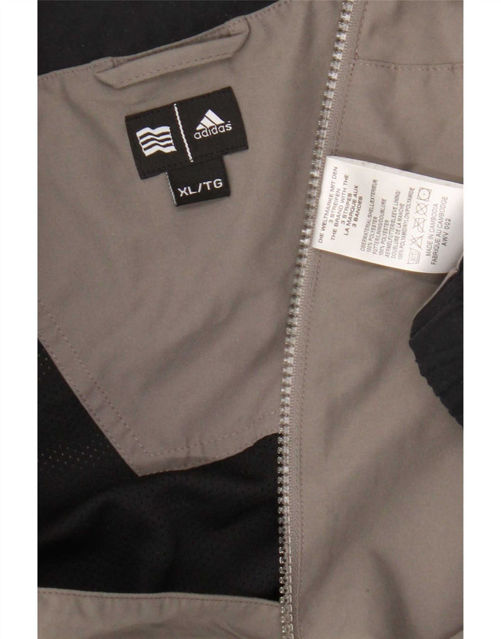 Adidas Haut de survêtement à col zippé pour homme XL Gris Colorblock Polyester
