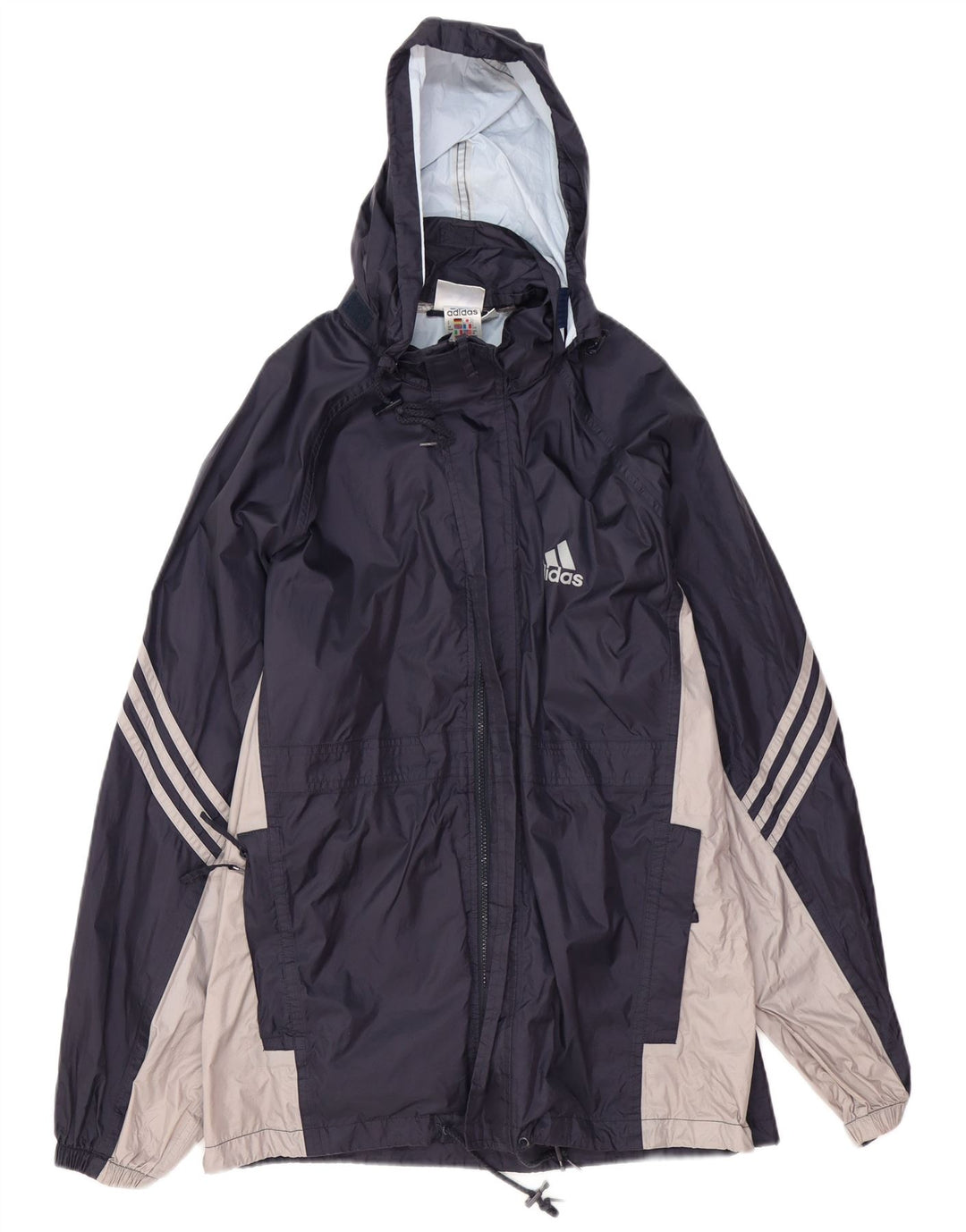 ADIDAS Veste de pluie à capuche pour homme UK 38/40 Bleu marine moyen Colourblock