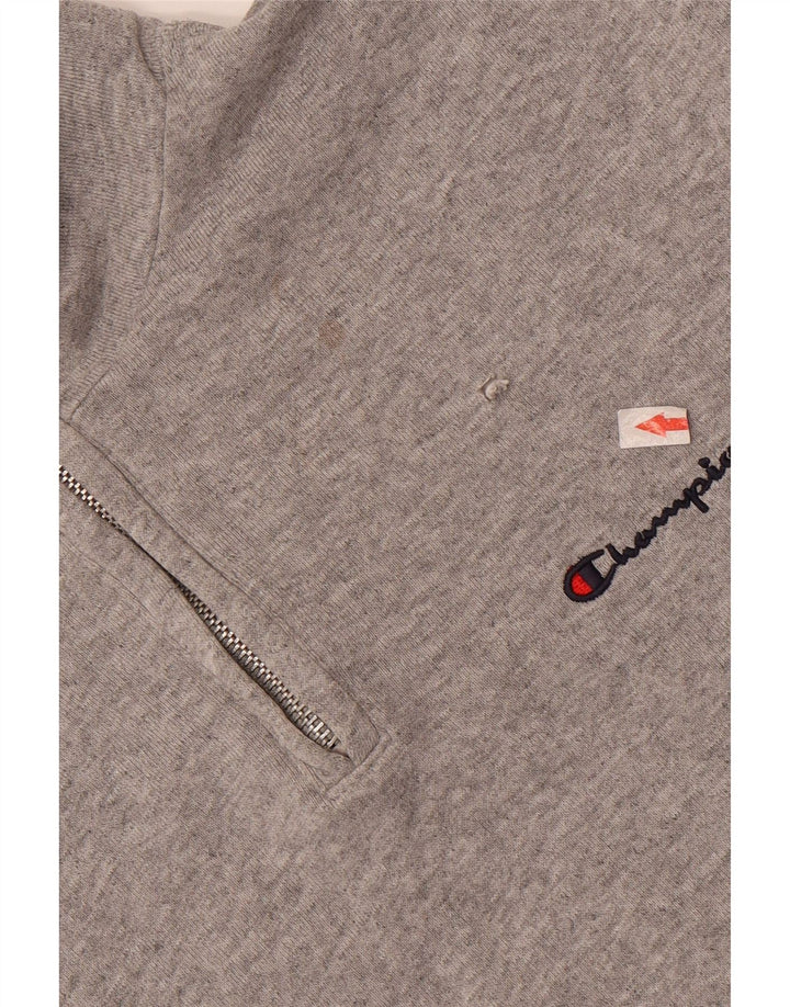 Champion Sweat-Shirt Col Zippé Homme Gris Moyen Moucheté Coton