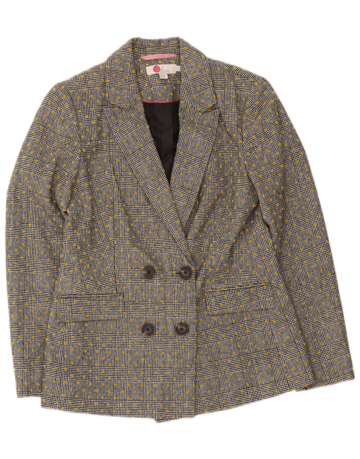 Veste blazer à double boutonnage Boden pour femme UK 10 Petite laine à pois gris