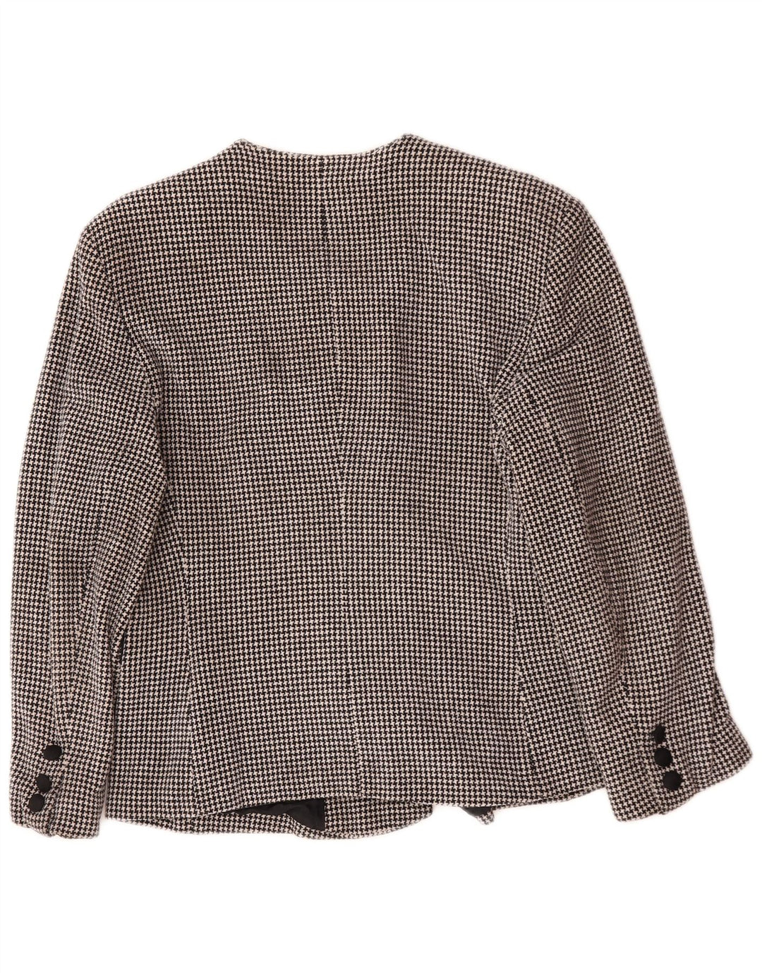 vintage Femme Double Breasted Blazer Veste UK 14 Moyen Noir Pied-de-poule